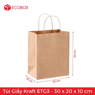 100 túi giấy kraft - etg3 - 30x20x10 cm