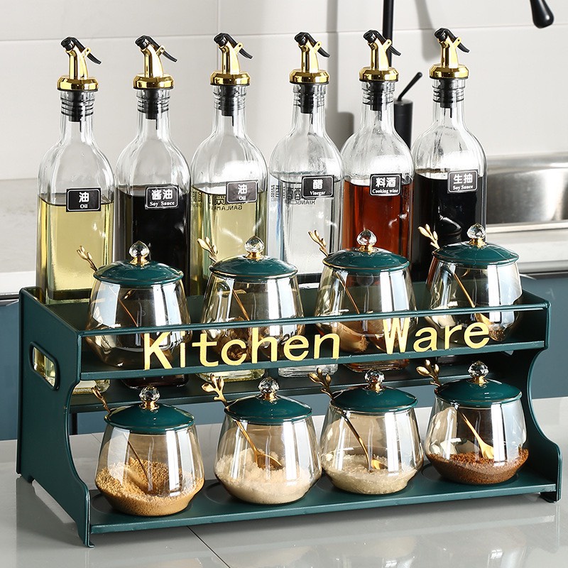 (Hàng Có Sẵn)Bộ Đựng Gia Vị Kitchen Ware Hũ Thuỷ Tinh Cao Cấp