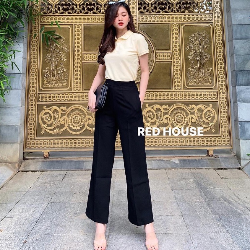 Quần ống rộng khóa sườn cạp cao dáng dài chất vải mềm màu đen - Quần tây lưng cao nữ đi học ống suông mặc đi làm công sở | BigBuy360 - bigbuy360.vn