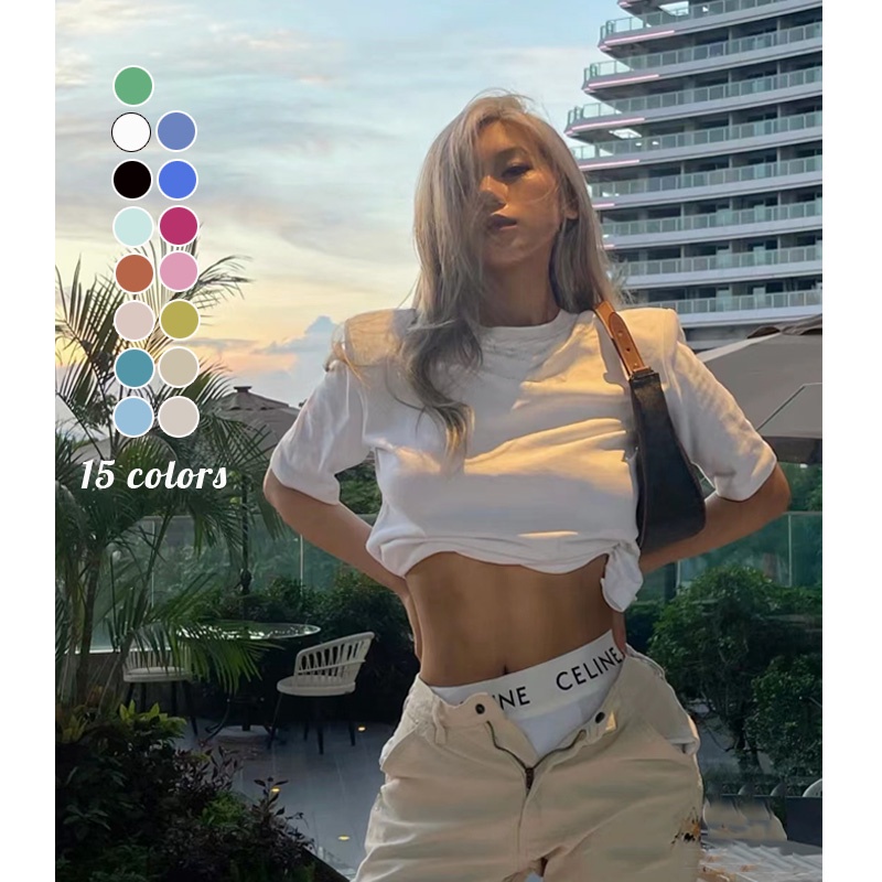 Áo Thun Tay Ngắn Cổ Tròn Kiểu Hàn Quốc 15 Màu Lựa Chọn