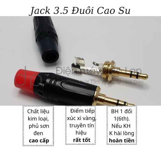 ( Xi Vàng Cao Cấp ) Jack 3.5mm, Jack 3 Ly Đuôi Cao Su Màu Đỏ Đen