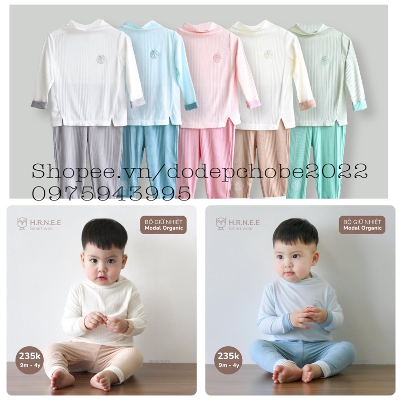 Bộ giữ nhiệt Modal Organic Hrnee mầu pastel