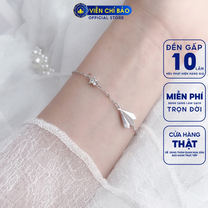 Lắc tay bạc nữ hình Máy bay giấy chất liệu bạc 925 thời trang phụ kiện trang sức nữ Viễn Chí Bảo L400716