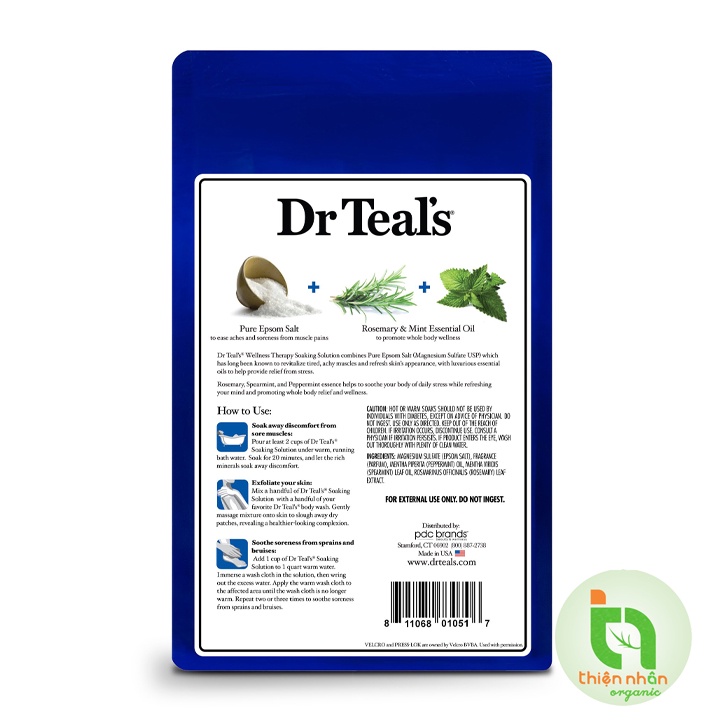 Muối tắm Epsom salt Wellness Therapy with Rosemary &amp; Mint Dr Teal's