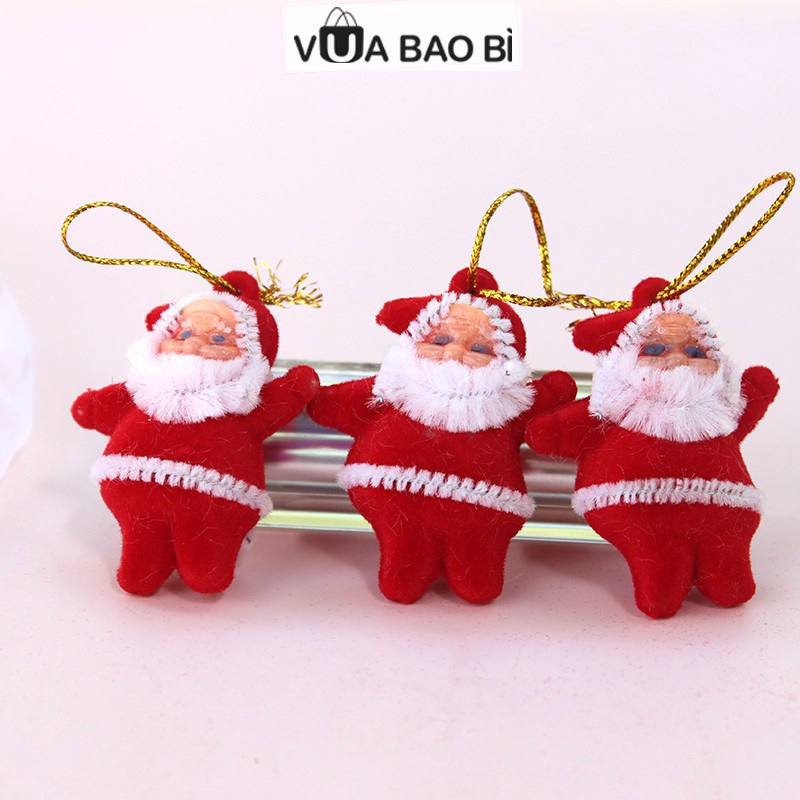 Set 6 ông già noel bông mini trang trí cây thông noel-Vua Bao Bì, phụ kiện treo  trang trí giáng sinh