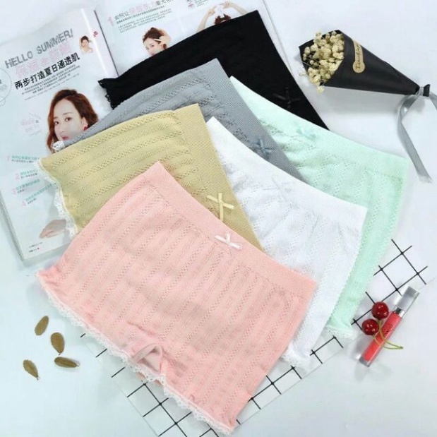 Quần Lót NữQuần Mặc Trong Váy Nữ Dệt Kim-Quần Bảo Hộ Viền Ren Mềm Mịn