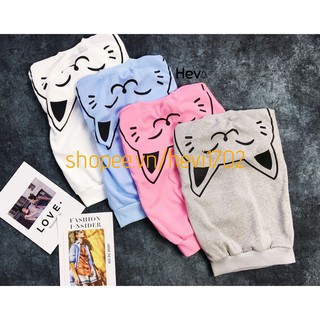 Áo khoác nỉ hoodie chui đầu thời trang nữ Mèo dễ thương