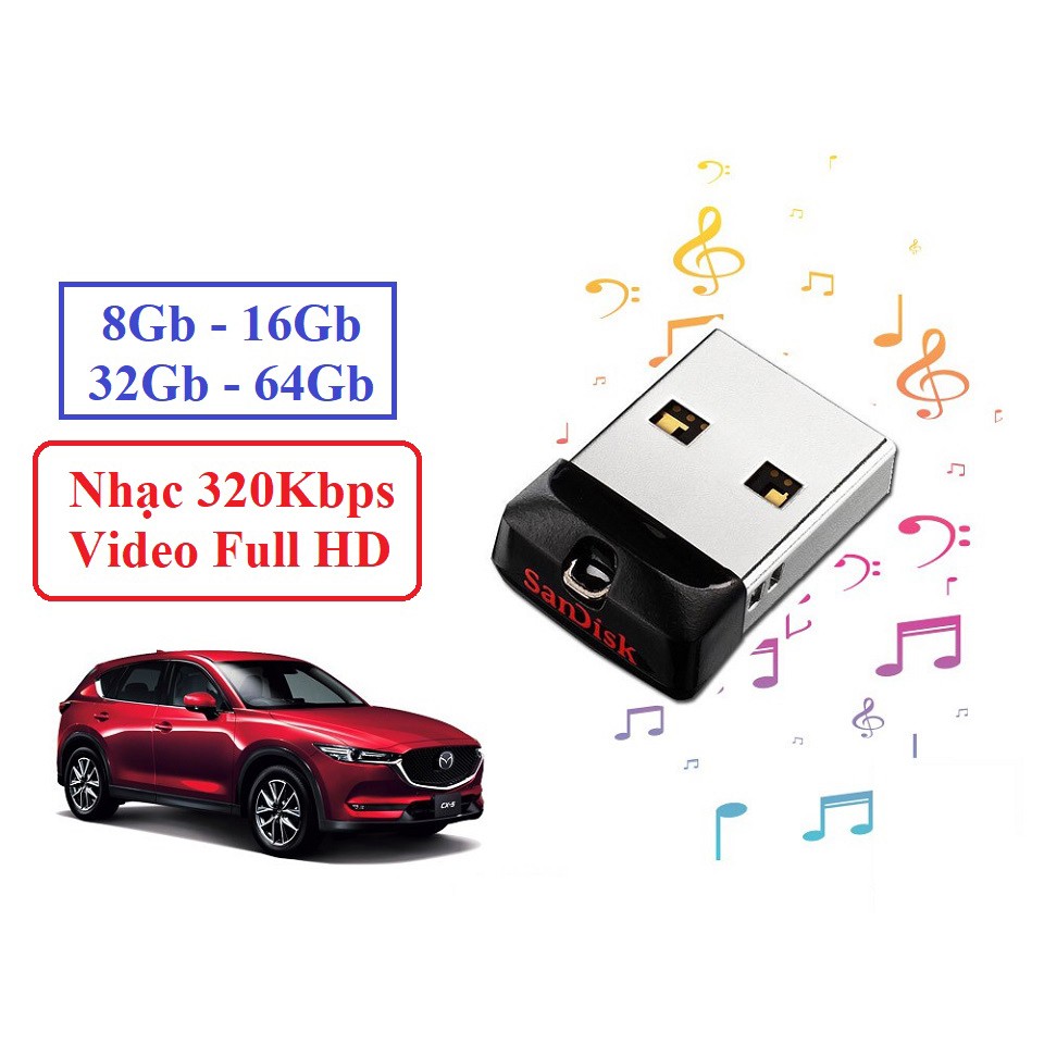 USB nhạc Ôtô 32GB sẵn 2500 bài nhạc + 200 Video full HD tuyển chọn hay nhất 2021