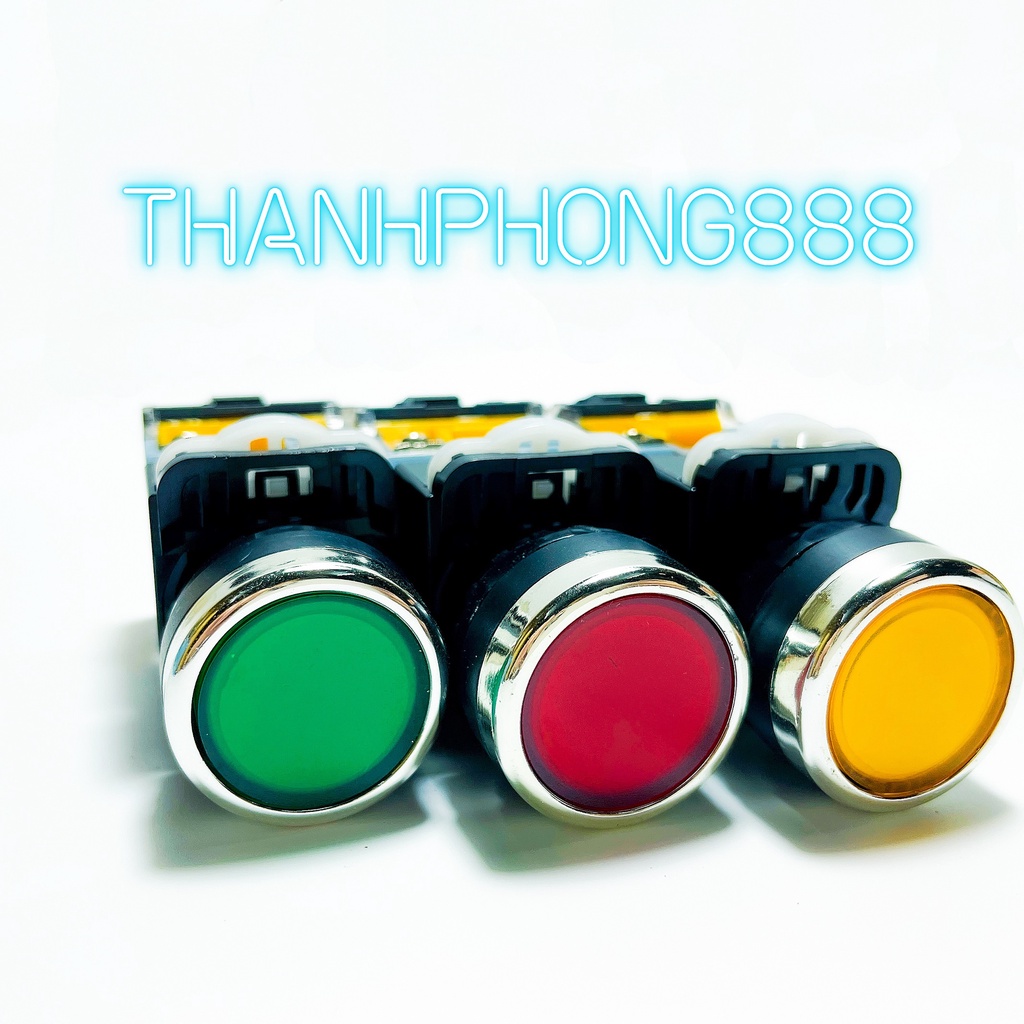 Nút Nhấn Có Đèn Phi 22 Xanh Đỏ Vàng , Nút Nhấn Nhả Nút Nhấn Tự Giữ LA38-11D