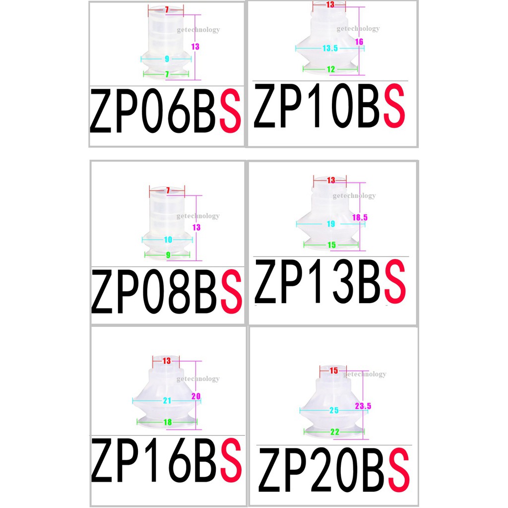 NÚM HÚT, GIÁC HÚT CHÂN KHÔNG ZP06BS  ZP08BS  ZP10BS  ZP13BS  ZP16BS  ZP20BS ZP25BS màu trắng