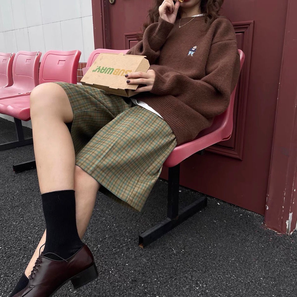 Áo Sweater Cổ Tròn Thêu Hình Gấu Hoạt Hình Phong Cách Hàn Quốc Cho Nữ