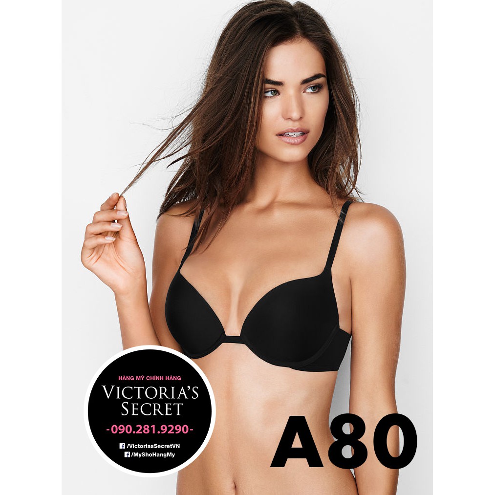 (Áo Vic) 36A, A80 - Áo đen  Tee, nâng ngực, Bla Push-up - Victoria's Secret