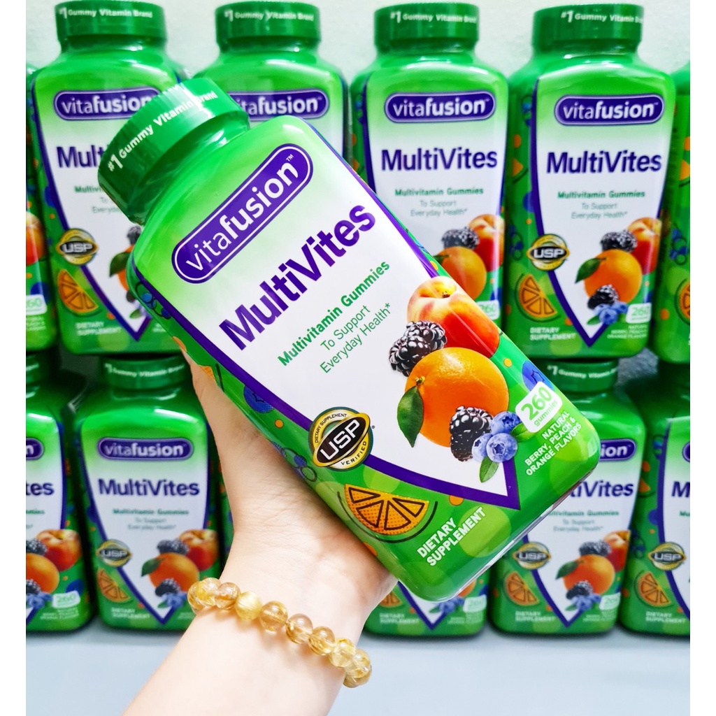 Kẹo dẻo Vitafusion Multivitamin Gummies Multivites chai 260 viên từ mỹ - Multivites đa vitamin và khoáng chất