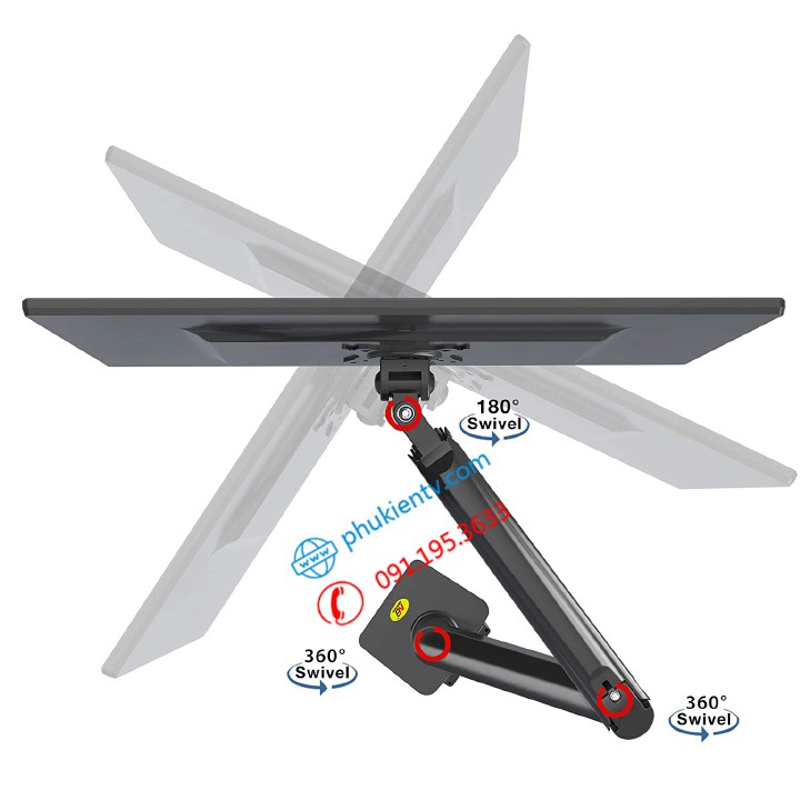 [Đen Và Trắng] Giá Treo Hai Màn Hình NB F195A 22 - 32 Inch - Tay Treo Màn Hình Kép F195A Mới Nhất