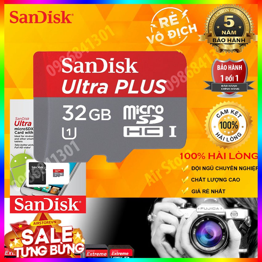 Thẻ Nhớ 32GB Micro SDHC 80Mb/s Sandisk tặng Adapter