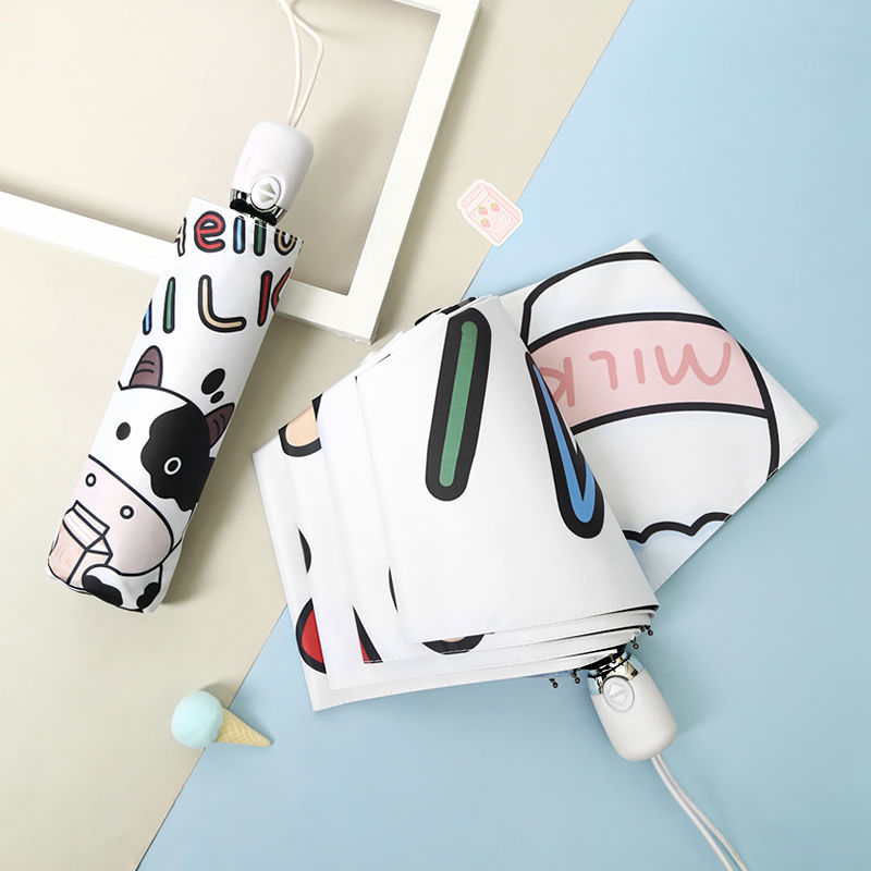 Dù xếp gọn tự động in hình bò sữa xinh xắn