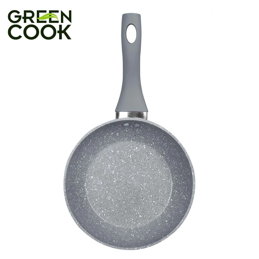 Chảo chống dính đáy từ Green Cook 20cm vân đá sâu lòng