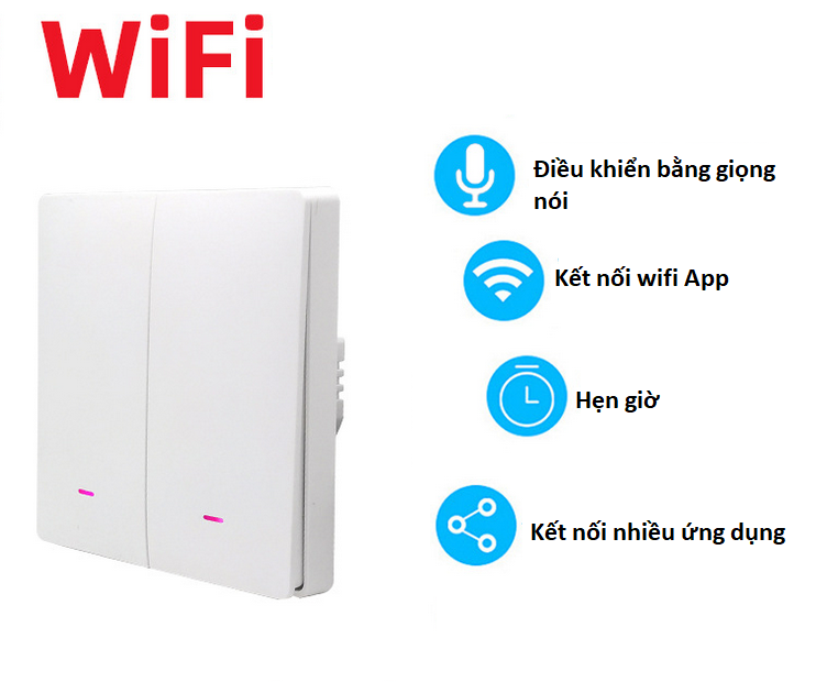 Công tắc wifi smart life tuya bật tắt đèn quạt nút cơ sang trọng độ bền cao