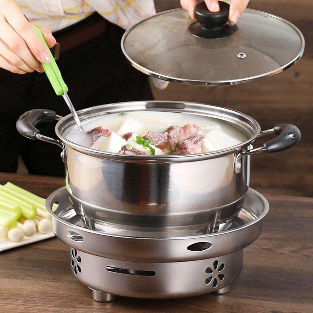 Nồi Nấu Lẩu / Cồn Bằng Inox Chống Gió Tiện Dụng Mang Theo Du Lịch Cắm Trại