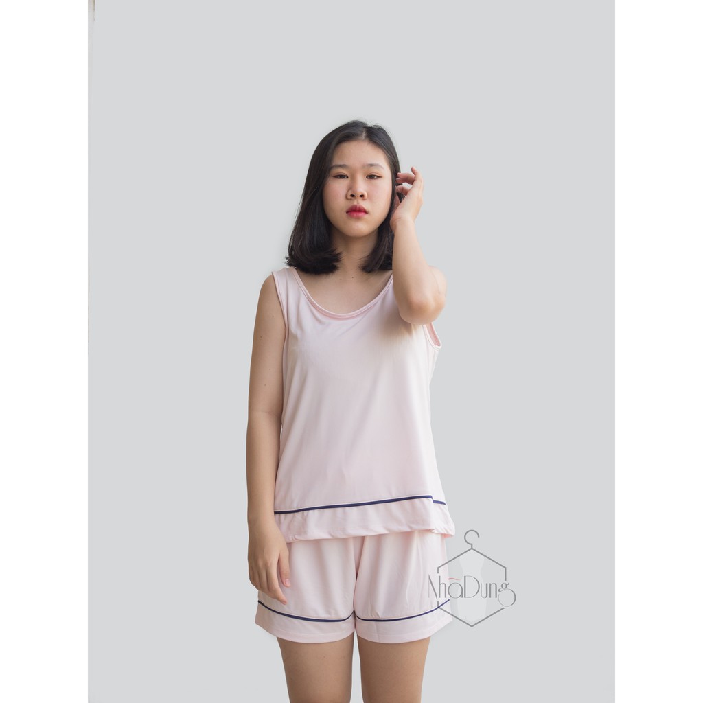 Đồ bộ nữ mặc nhà đồ ngủ nữ vải thun lạnh 4 chiều sát nách Nhã Dung Store chiều dưới 65kg siêu mát (hình shop tự chụp)
