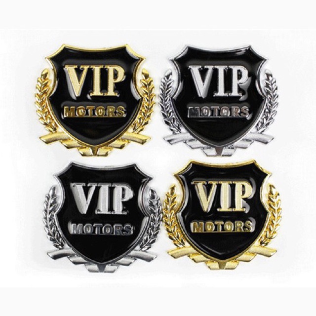 Tem Vip kim loại trang trí xe ô tô - bộ 2 miếng
