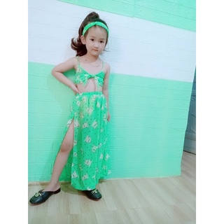 Sét váy maxi đi biển cho bé gái
