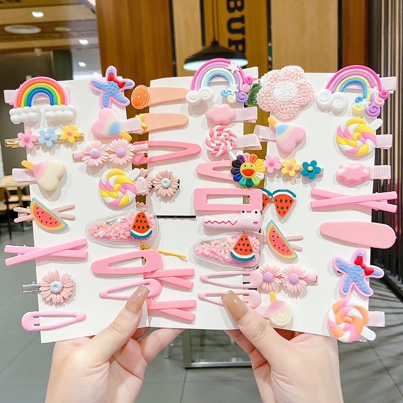 Set kẹp tóc kiểu hoạt hình công chúa Hàn Quốc dễ thương cho bé