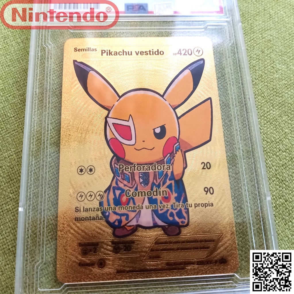 Thẻ Gold Pokemon lá Pikachu Vestio 339 XY-P Chuột điện hóa trang yugioh Tặng Top Loader 1459 D13 TV 5