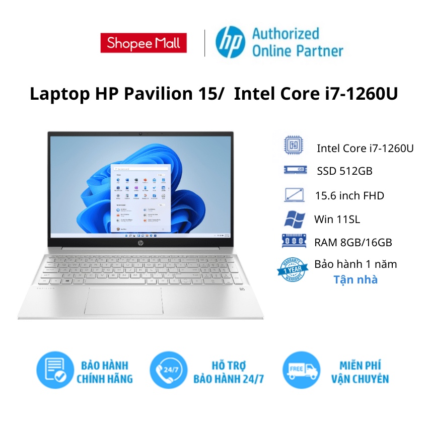 Laptop HP Pavilion 15/ Vàng/ Intel Core i7-1260U/ 512GB SSD/15.6'' FHD