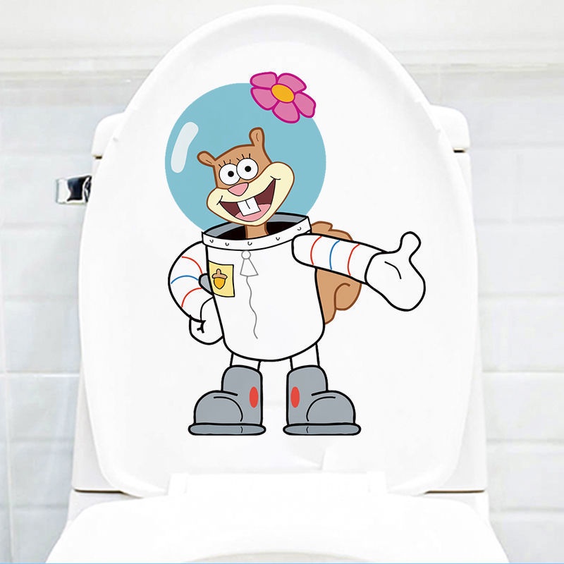 Sticker Dán Toilet Chống Thấm Nước Họa Tiết Hoạt Hình SpongeBob Dễ Thương