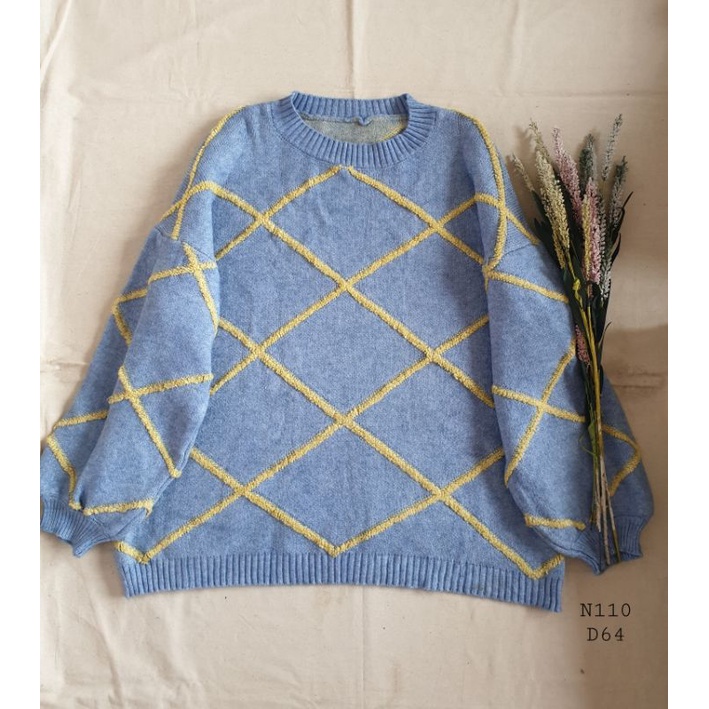 2hand- Áo len xanh tay phồng