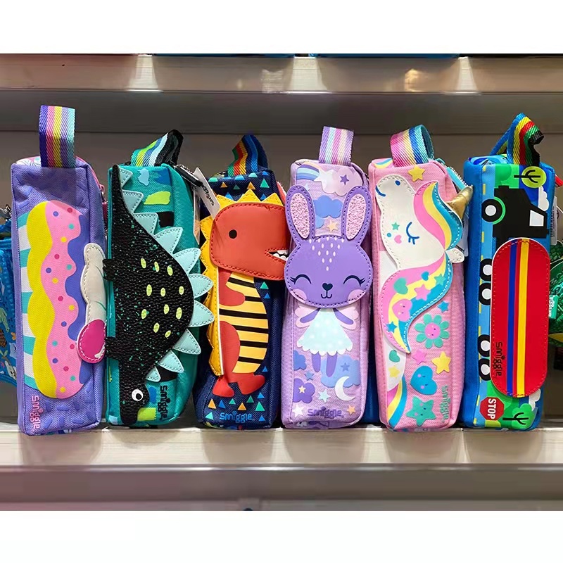 Smiggle Túi Đựng Bút Bằng Vải Canvas Đa Năng Phối Khóa Kéo Tiện Dụng