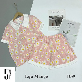 Đồ bộ pijama - bộ lụa mango cộc đùi hoạ tiết cao cấp