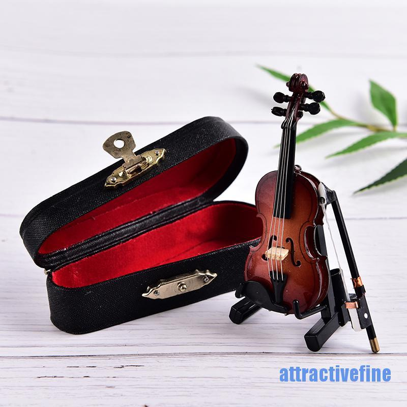Mô Hình Đàn Violin Mini 0602 Bằng Gỗ Kèm Giá Đỡ Ốp