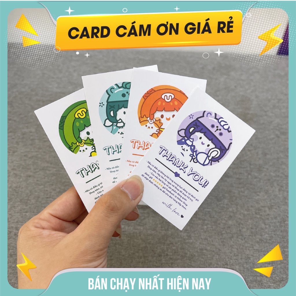 100 Tấm Card Cám Ơn, Thank You Card Giá Rẻ - In 1 Mặt - Kích thước 9x5.5cm - Cán Màng Mờ