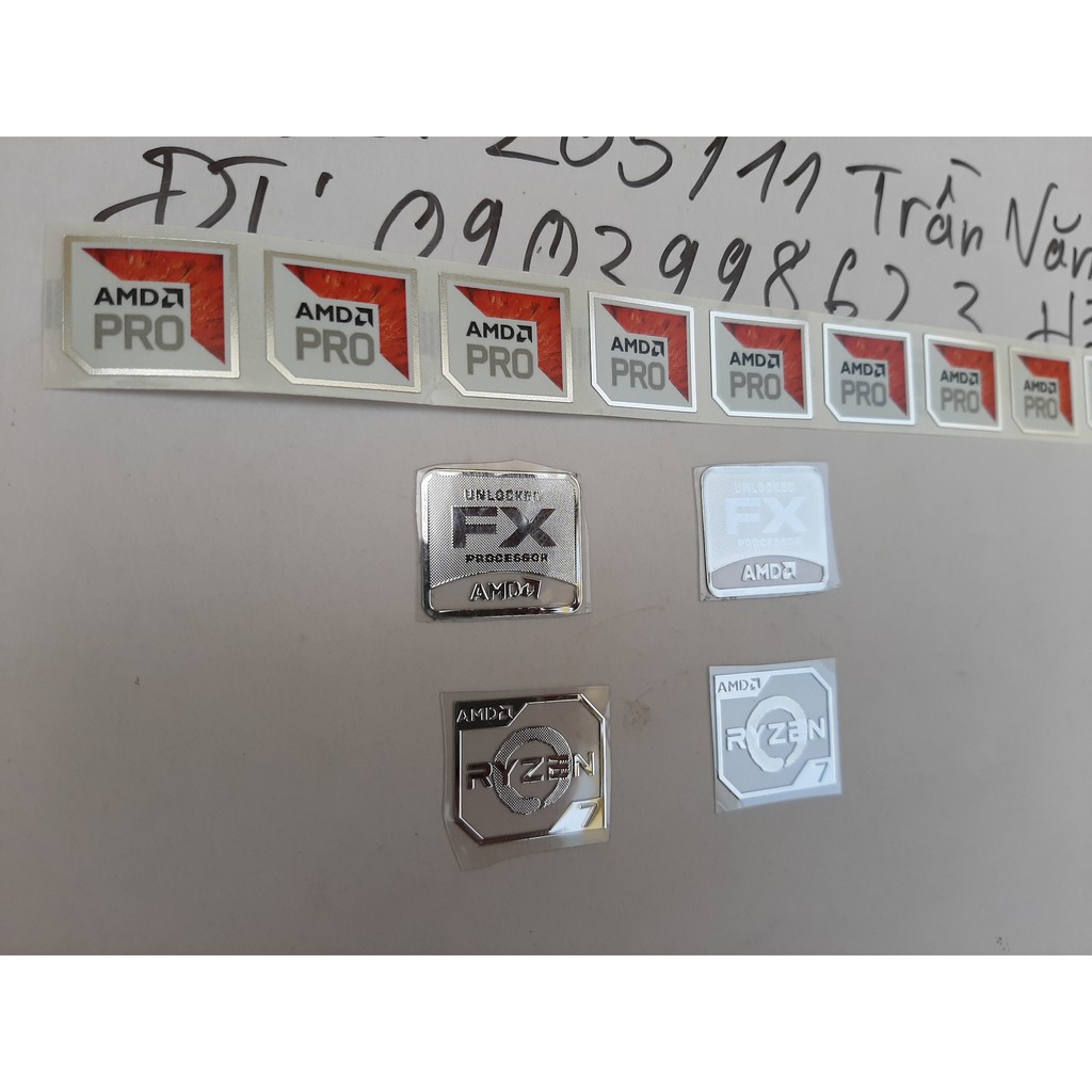 LOGO AMD mạ inox bóng Sticker kim loại