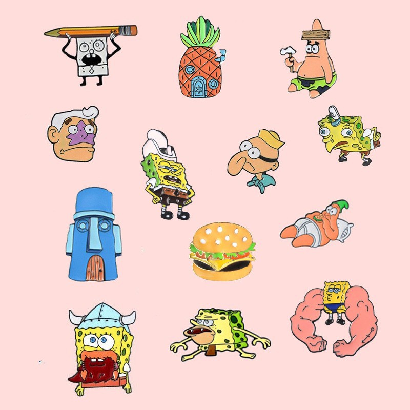 Ghim Cài Áo Hợp Kim Hình SpongeBob SquarePants Series Hoạt Hình Patrick Star Snail