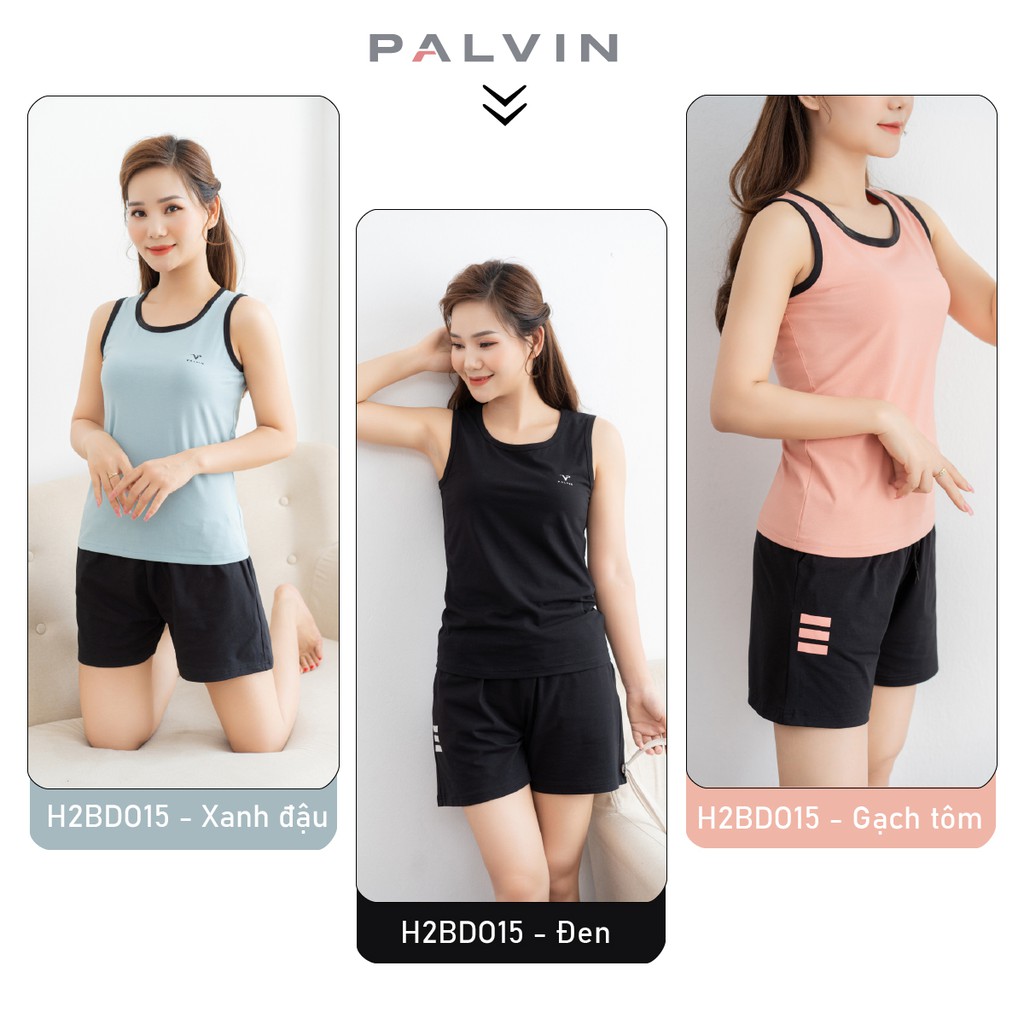 Bộ thể thao nữ PALVIN áo sát nách quần đùi cotton cao cấp mặc nhà mặc tập - H2BDO15