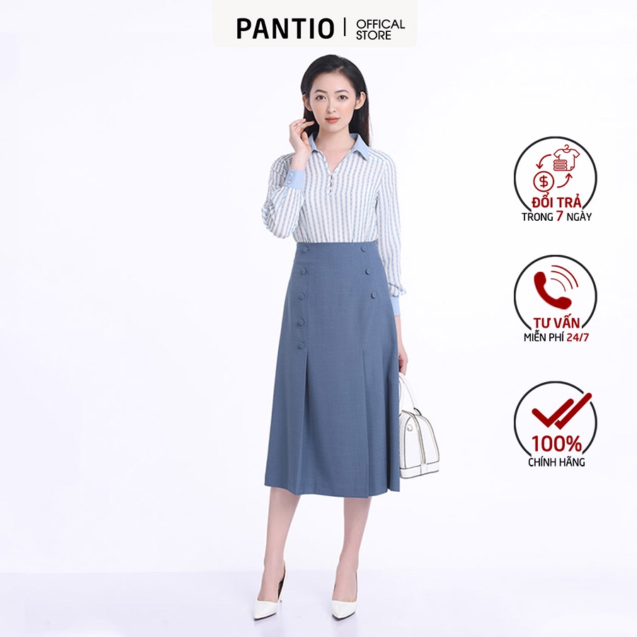 Chân váy dài chát liệu thô mềm thiết kế viền khuy dáng xòe FJD5711 - PANTIO