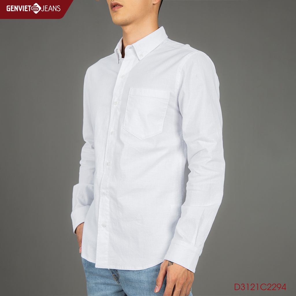 Áo Sơ Mi Nam Genviet Thô Dài Tay Basic Trơn Công Sở Hàng Cao Cấp D3121C2294