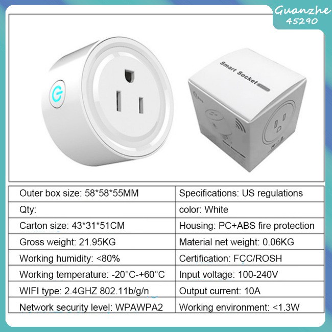 Hot Sale 【GZ】 Smart Plug WiFi Socket Outlet APP Remote Control Switch Voice Timing US Standard