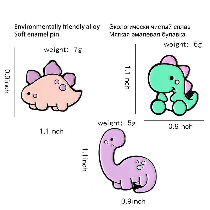 Thời trang Dễ thương Khủng long Nhỏ Trâm cài men Ghim Phim hoạt hình Động vật Hài hước Khủng long Tyrannosaurus Áo sơ mi Huy hiệu Đồ trang sức