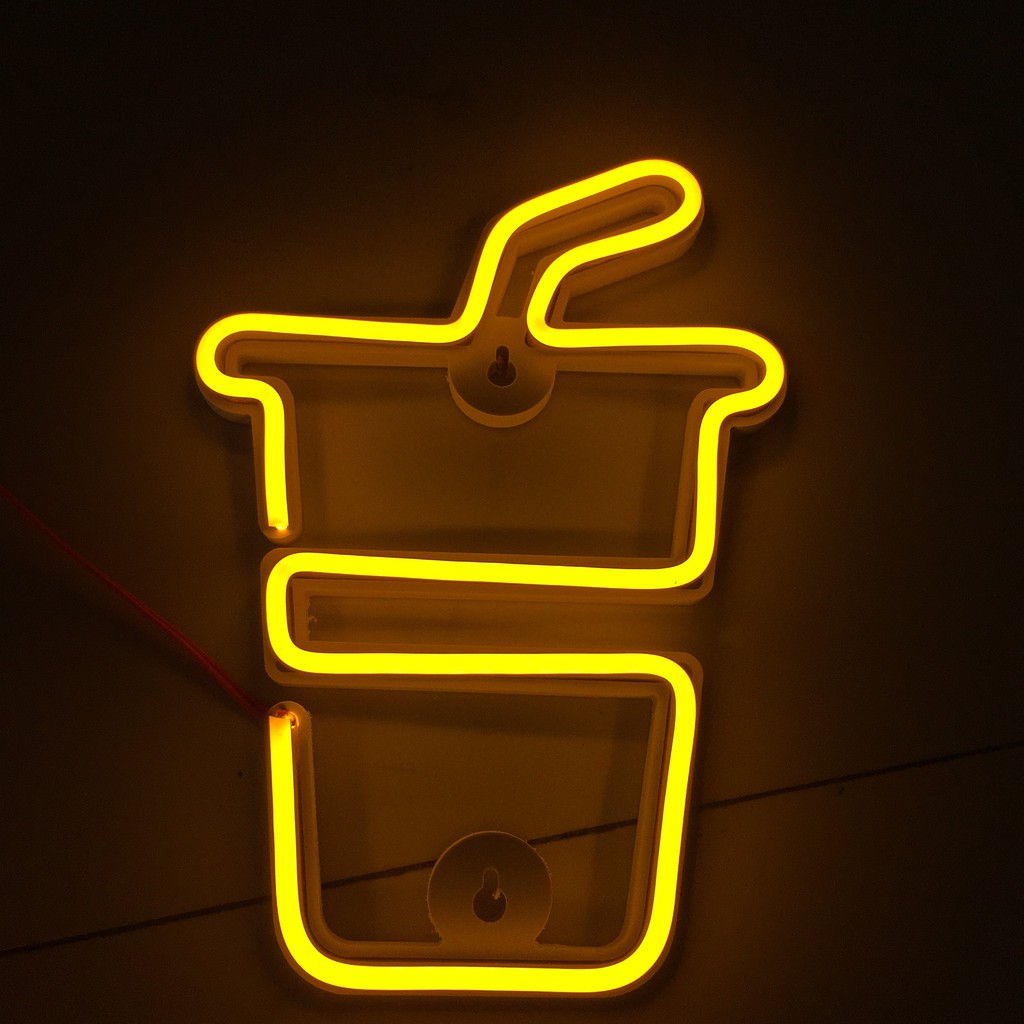Đèn led neon trang trí, led neon cho phòng ngủ, phòng khách, quán xá,mẫu mini Trà sữa kích thước 18x25cm