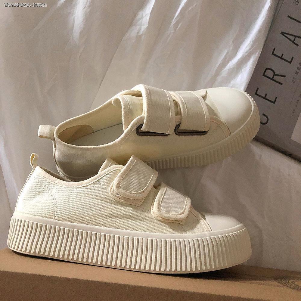 Giày vải canvas băng gai dính màu trơn thiết kế thời trang