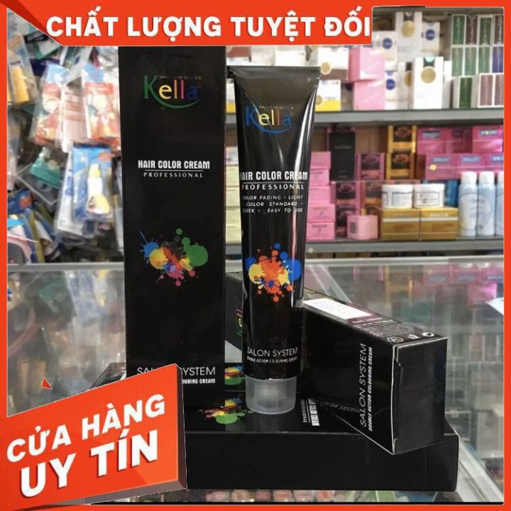 [tận gốc ] kem nhuộm tóc chuyên nghiệp KELLA 100ML [vỏ màu đen] màu nhuộm lên chuẩn dành  cho salon và ở nhà không khô t