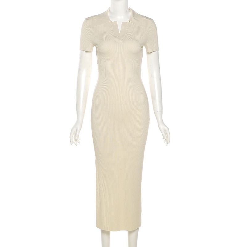 DUNEA Đầm Tay Ngắn Dáng Ôm Hở Lưng Xẻ Tà Quyến Rũ Dành Cho Bạn Nữ