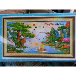 Tranh đính đá đồng hồ tùng nghênh khách DF201