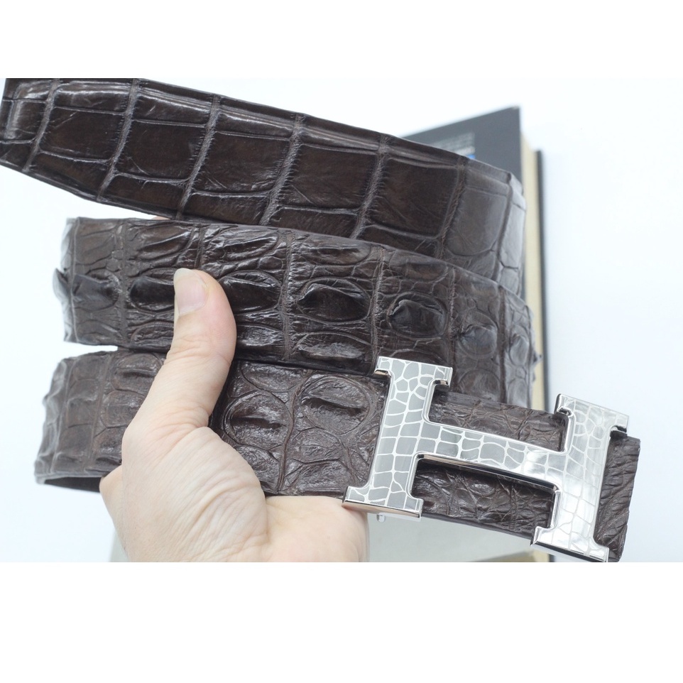 Dây Thắt Lưng Dây Nịt Gai Da Cá Sấu Thật Bản 3.8cm Bản Liền Không Nối Sản Phẩm Kèm Mặt Khóa Cao Cấp Bảo Hành 12 Tháng