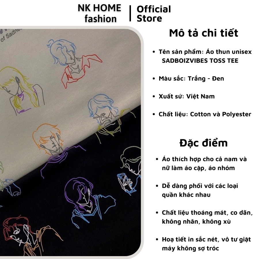 Áo ThunSad boy VIBES TOSS Tay Lỡ From Rộng Unisex - Áo Phông SHOP1999 Cho Nam Nữ Hội Nhóm