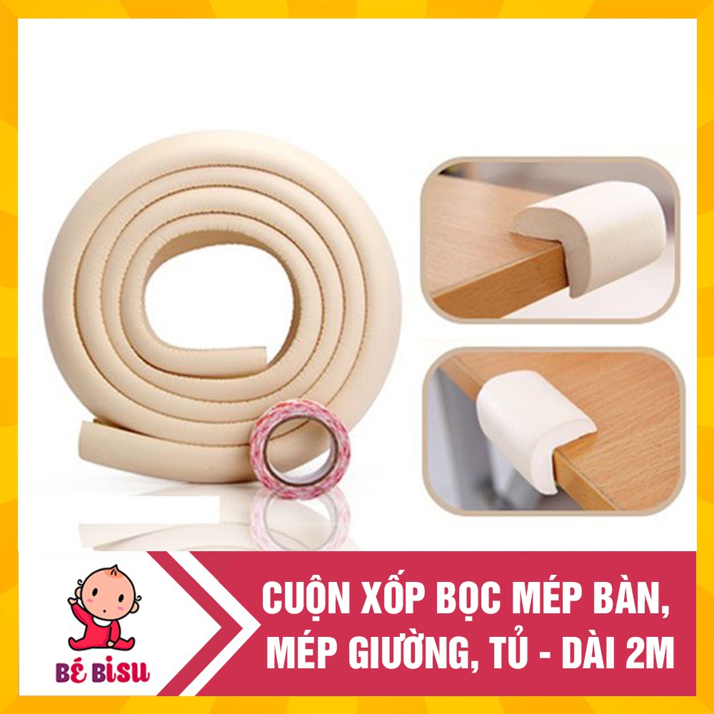 Cuộn xốp bọc mép bàn, bọc mép thành giường, tủ dài 2m an toàn cho bé